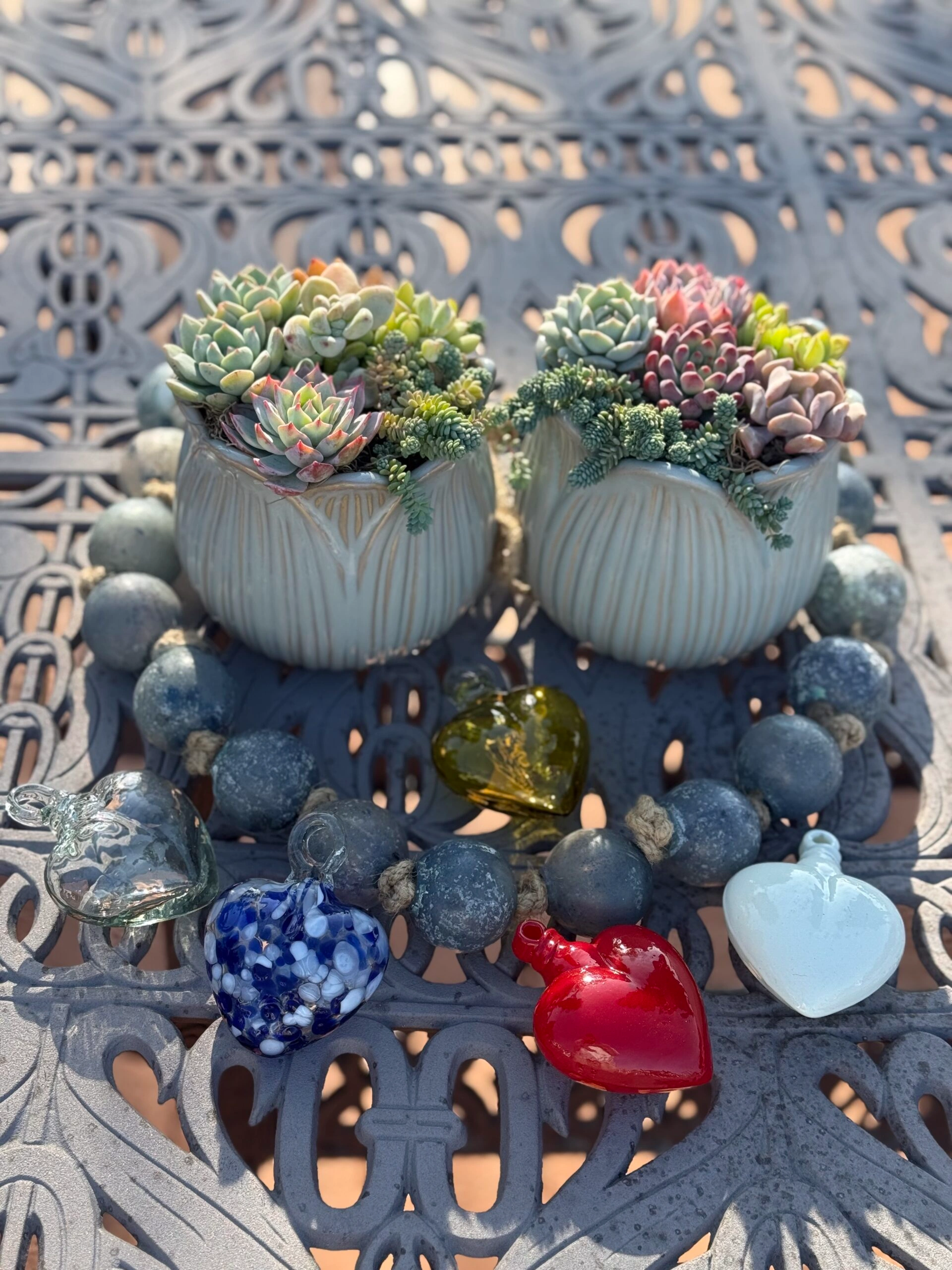 Colorful Succulents in White Pots