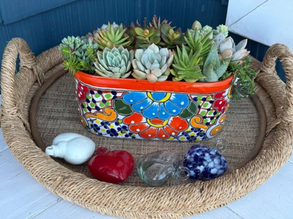 Colorful Succulents in Talavera Pot - Image 2